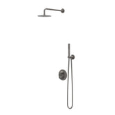 IVY Pact Rain Shower Set - built-in - 2-way stop-diverter - 15cm ceiling arm - 30cm medium round overhead shower - slide bar with outlet - 150cm shower hose - satin spray hand shower - Brushed metal black PVD