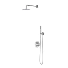 IVY Pact Regendoucheset - inbouw - 2-weg stop-omstel - 30cm plafondbuis - 30cm slim hoofddouche rond - glijstang met uitlaat - 150cm doucheslang - satin spray handdouche - Chroom