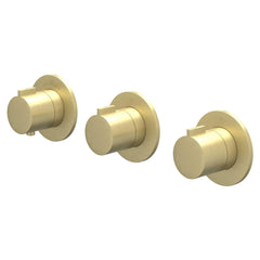 IVY Pact Rain Shower Set - built-in - symmetry - 2 shut-off valves - 15cm ceiling arm - 20cm medium overhead shower - holder with outlet - 150cm shower hose - stick hand shower - Brushed matte gold PVD
