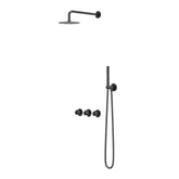IVY Pact Regendoucheset - inbouw - symmetry - 2 stopkranen - 40cm wandarm - 30cm medium hoofddouche - glijstang met uitlaat - 150cm doucheslang - satin spray handdouche - Zwart chroom PVD