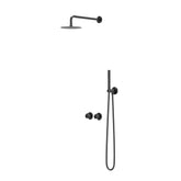 IVY Bond Rain Shower Set - concealed - symmetry - 2-way stop-diverter - 15cm ceiling arm - 20cm medium overhead shower - holder with outlet - 150cm shower hose - satin spray hand shower - Black Chrome PVD