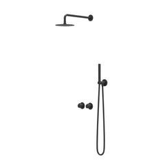IVY Pact Regendoucheset - inbouw - symmetry - 2-weg stop-omstel - 40cm wandarm - 20cm medium hoofddouche - houder met uitlaat - 150cm doucheslang - staafmodel handdouche - Mat zwart PED