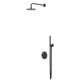 IVY Tribe Regendoucheset - inbouw - 2-weg stop-omstel - 20cm plafondbuis - 25cm medium hoofddouche rond - glijstang met uitlaat - 150cm doucheslang - staafmodel handdouche - RVS316 - geborsteld carbon black PVD
