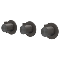 IVY Tribe Regendoucheset - inbouw - symmetry - 2 stopkranen - 30cm plafondbuis - 20cm medium hoofddouche - glijstang met uitlaat - 150cm doucheslang - staafmodel handdouche - RVS316 - geborsteld carbon black PVD