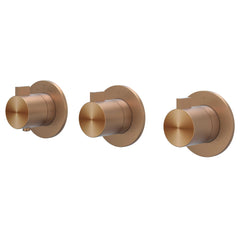 IVY Tribe Regendoucheset - inbouw - symmetry - 2 stopkranen - 30cm plafondbuis - 20cm medium hoofddouche - glijstang met uitlaat - 150cm doucheslang - staafmodel handdouche - RVS316 - geborsteld mat koper PVD