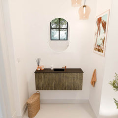 JOYA 100cm toiletmeubel kleur Dusk. Wastafel FAYE positie Midden 1 kraangat kleur Urban.