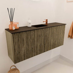 JOYA 100cm toiletmeubel kleur Dusk. Wastafel FAYE positie Midden 1 kraangat kleur Urban.