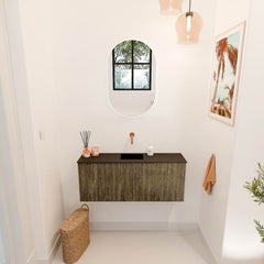 JOYA 100cm toiletmeubel kleur Dusk. Wastafel FAYE positie Midden Zonder kraangat kleur Urban.