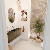 JOYA 100cm toiletmeubel kleur Dusk. Wastafel FAYE positie Midden Zonder kraangat kleur Urban.