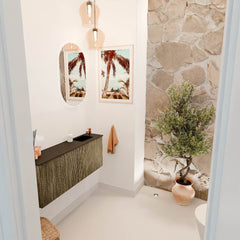 JOYA 100cm toiletmeubel kleur Dusk. Wastafel FAYE positie Rechts 1 kraangat kleur Urban.