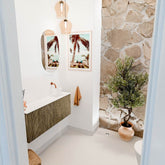 JOYA 100cm toiletmeubel kleur Dusk. Wastafel FAYE positie Rechts Zonder kraangat kleur Talc.