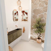 JOYA 100cm toiletmeubel kleur Dusk. Wastafel FAYE positie Rechts Zonder kraangat kleur Urban.