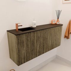 JOYA 101,6cm toiletmeubel ronding rechts kleur Dusk. Wastafel FAYE positie Links 1 kraangat kleur Urban.