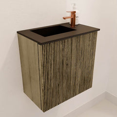 JOYA 40cm toiletmeubel kleur Dusk. Wastafel FAYE positie Links 1 kraangat kleur Urban