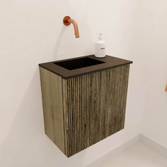 JOYA 40cm toiletmeubel kleur Dusk. Wastafel FAYE positie Links Zonder kraangat kleur Urban