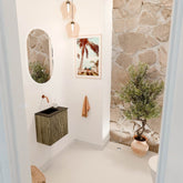 JOYA 40cm toiletmeubel kleur Dusk. Wastafel FAYE positie Links Zonder kraangat kleur Urban