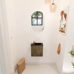 JOYA 40cm toiletmeubel kleur Dusk. Wastafel FAYE positie Rechts 1 kraangat kleur Urban.