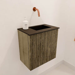 JOYA 40cm toiletmeubel kleur Dusk. Wastafel FAYE positie Rechts Zonder kraangat kleur Urban