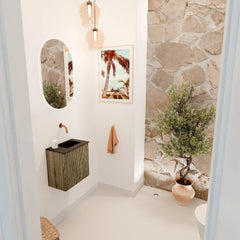 JOYA 40cm toiletmeubel kleur Dusk. Wastafel FAYE positie Rechts Zonder kraangat kleur Urban