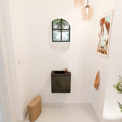 JOYA 40cm toiletmeubel kleur Shadow. Wastafel FAYE positie Links 1 kraangat kleur Urban