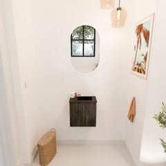 JOYA 40cm toiletmeubel kleur Shadow. Wastafel FAYE positie Rechts 1 kraangat kleur Urban.