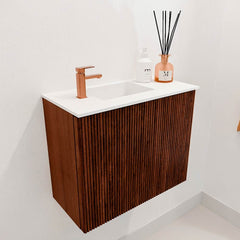 JOYA 50cm Ruby vanity unit. FAYE washbasin, left-hand position, single tap hole, Talc.