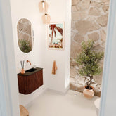 JOYA 51,6cm toiletmeubel ronding links kleur Ruby. Wastafel FAYE positie Rechts Zonder kraangat kleur Urban.