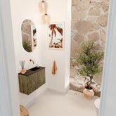 JOYA 60cm toiletmeubel kleur Dusk. Wastafel FAYE positie Rechts Zonder kraangat kleur Urban.