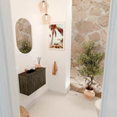 JOYA 60cm toiletmeubel kleur Shadow. Wastafel FAYE positie Links 1 kraangat kleur Urban.