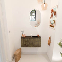 JOYA 80cm toiletmeubel kleur Dusk. Wastafel FAYE positie Rechts 1 kraangat kleur Urban.