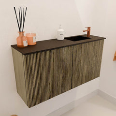 JOYA 80cm toiletmeubel kleur Dusk. Wastafel FAYE positie Rechts 1 kraangat kleur Urban.