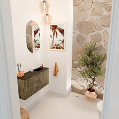 JOYA 80cm toiletmeubel kleur Dusk. Wastafel FAYE positie Rechts 1 kraangat kleur Urban.