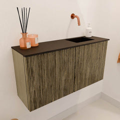 JOYA 80cm toiletmeubel kleur Dusk. Wastafel FAYE positie Rechts Zonder kraangat kleur Urban.