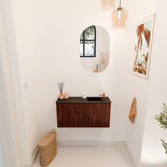 JOYA 80cm toiletmeubel kleur Ruby. Wastafel FAYE positie Rechts 1 kraangat kleur Urban.