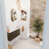 JOYA 80cm toiletmeubel kleur Shadow. Wastafel FAYE positie Rechts 1 kraangat kleur Talc.