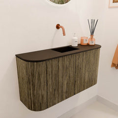 JOYA 83,2cm toiletmeubel ronding links + rechts kleur Dusk. Wastafel FAYE positie Midden Zonder kraangat kleur Urban.