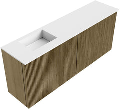 JOYA 100cm toiletmeubel kleur Dusk. Wastafel FAYE positie Links Zonder kraangat kleur Talc.