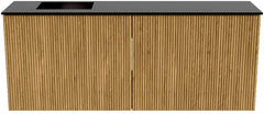 JOYA 100cm toiletmeubel kleur Oak. Wastafel FAYE positie Links Zonder kraangat kleur Urban.