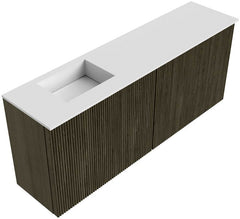 JOYA 100cm toiletmeubel kleur Shadow. Wastafel FAYE positie Links Zonder kraangat kleur Talc.