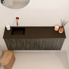 JOYA 100cm toiletmeubel kleur Shadow. Wastafel FAYE positie Links Zonder kraangat kleur Urban.