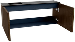 JOYA 100cm toiletmeubel kleur Walnut. Wastafel FAYE positie Links 1 kraangat kleur Urban.