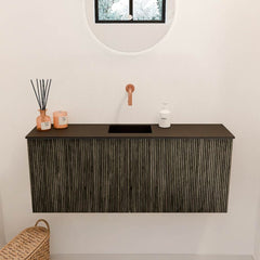 JOYA 100cm toiletmeubel kleur Shadow. Wastafel FAYE positie Midden Zonder kraangat kleur Urban.