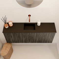 JOYA 100cm toiletmeubel kleur Shadow. Wastafel FAYE positie Midden Zonder kraangat kleur Urban.