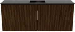 JOYA 100cm toiletmeubel kleur Walnut. Wastafel FAYE positie Midden Zonder kraangat kleur Urban.