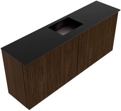 JOYA 100cm toiletmeubel kleur Walnut. Wastafel FAYE positie Midden Zonder kraangat kleur Urban.