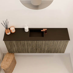 JOYA 100cm toiletmeubel kleur Dusk. Wastafel FAYE positie Midden 1 kraangat kleur Urban.