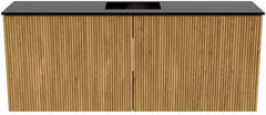 JOYA 100cm toiletmeubel kleur Oak. Wastafel FAYE positie Midden 1 kraangat kleur Urban.