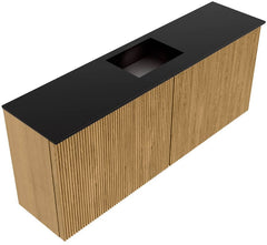 JOYA 100cm toiletmeubel kleur Oak. Wastafel FAYE positie Midden 1 kraangat kleur Urban.