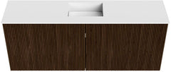 JOYA 100cm toiletmeubel kleur Walnut. Wastafel FAYE positie Midden 1 kraangat kleur Talc.