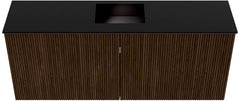 JOYA 100cm toiletmeubel kleur Walnut. Wastafel FAYE positie Midden 1 kraangat kleur Urban.
